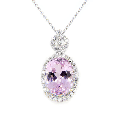 18K White Gold 7.44ct Pink Kunzite And Diamond Pendant | Gold Diamond Necklace | Gold Cross Necklace Australia | Rose Gold Necklace | Gold Cross Necklace Melbourne | Gold Diamond Pendant Necklace | Gold Necklace For Women | H&H Jewellery 