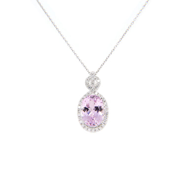 18K White Gold 7.44ct Pink Kunzite And Diamond Pendant | Gold Diamond Necklace | Gold Cross Necklace Australia | Rose Gold Necklace | Gold Cross Necklace Melbourne | Gold Diamond Pendant Necklace | Gold Necklace For Women | H&H Jewellery 