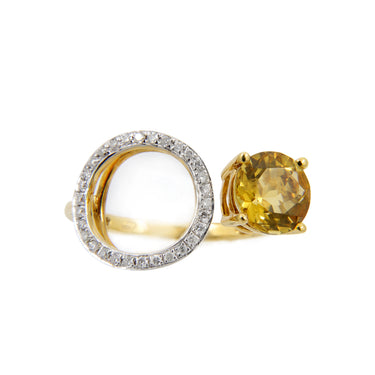 18K Yellow Gold 1.16ct Citrine and Diamond Ring - 20582357