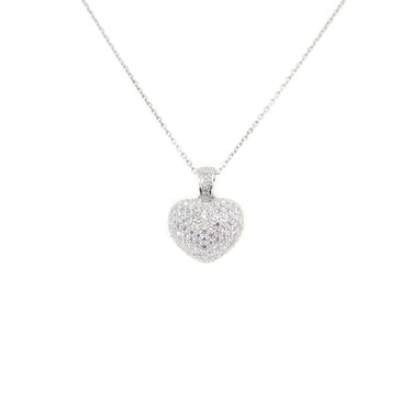 18k White Gold Tdw. 1.00CT Pave Diamond Heart Pendant - 20752163