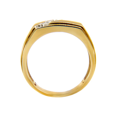 9K Yellow Gold Tdw. 0.03ct Diamond Signet Ring - 20708573