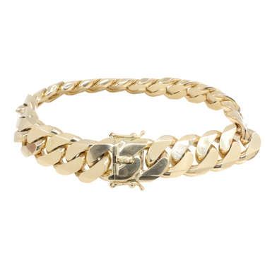 9K Yellow Gold Solid Handmade Cuban Bracelet - 20752828