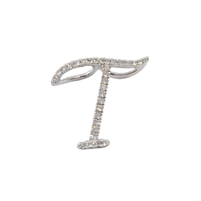 18K White Gold Diamond 'T' Initial Pendant | Gold & Diamond Initial Pendants Melbourne | Gold & Diamond Initial Pendants Australia | H&H Jewellery 