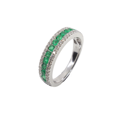 18K White Gold Emerald and Diamond Ring | Emerald Engagement Rings Melbourne | Emerald Engagement Rings Australia | H&H Jewellery