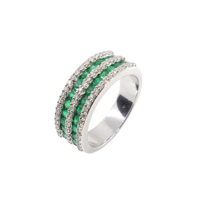 18K White Gold Emerald and Diamond Ring | Emerald Engagement Rings Melbourne | Emerald Engagement Rings Australia | H&H Jewellery