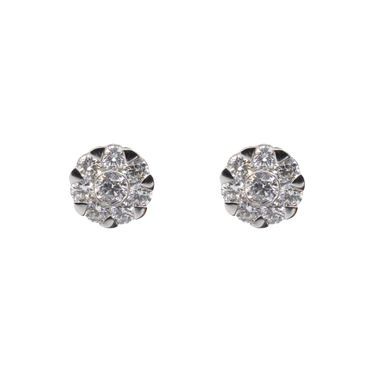 18K White Gold Tdw. 1.17ct Diamond Cluster Stud Earrings - 20759957