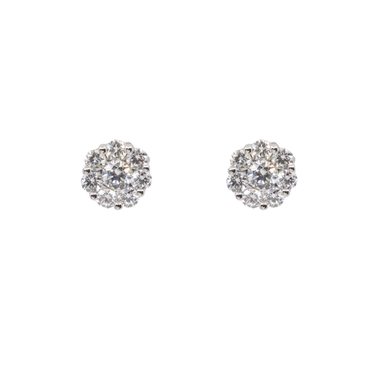 18K White Gold Tdw. 0.90ct Diamond Cluster Stud Earrings - 20759988