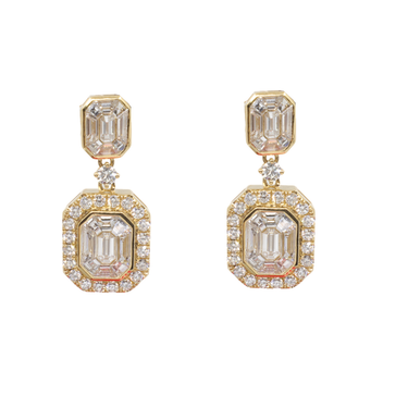 18K Yellow Gold Tdw. 2.60ct Diamond Earring - 20759940