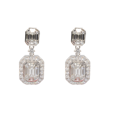 18K White Gold Tdw. 2.60ct Diamond Earring - 20759933