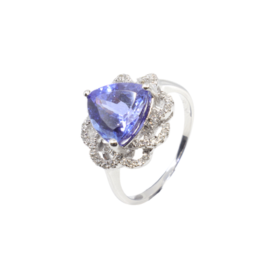18K White Gold Tanzanite and Diamond Ring | Diamond Engagement Rings Melbourne | Wedding Rings Melbourne | H&H Jewellery