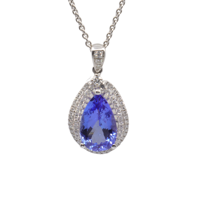 18K White Gold Tanzanite and Diamond Pendant  |  Gold Diamond Necklace | Gold Cross Necklace Australia | Rose Gold Necklace | Gold Cross Necklace Melbourne | Gold Diamond Pendant Necklace | Gold Necklace For Women | H&H Jewellery 