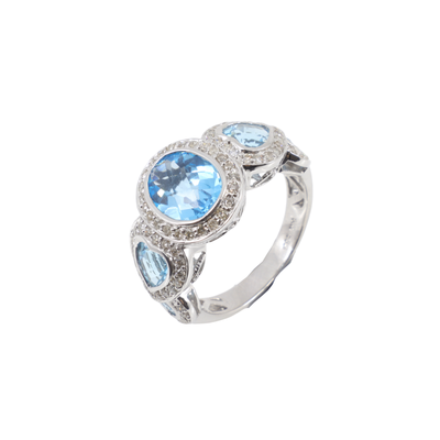 14K White Gold Topaz and Diamond Ring | Diamond Engagement Rings Melbourne | Wedding Rings Melbourne | H&H Jewellery