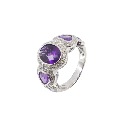 14K White Gold Amethyst and Diamond Ring | Diamond Engagement Rings Melbourne | Wedding Rings Melbourne | H&H Jewellery