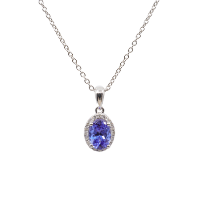 18K White gold Tanzanite and Diamond Pendant |  Gold Diamond Necklace | Gold Cross Necklace Australia | Rose Gold Necklace | Gold Cross Necklace Melbourne | Gold Diamond Pendant Necklace | Gold Necklace For Women | H&H Jewellery 