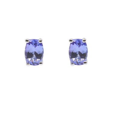 9K White Gold 2 Tanzanite Stud Earring - 20764883