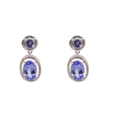 9k White Gold 4 Tanzanite Eatring Drop - 20764920