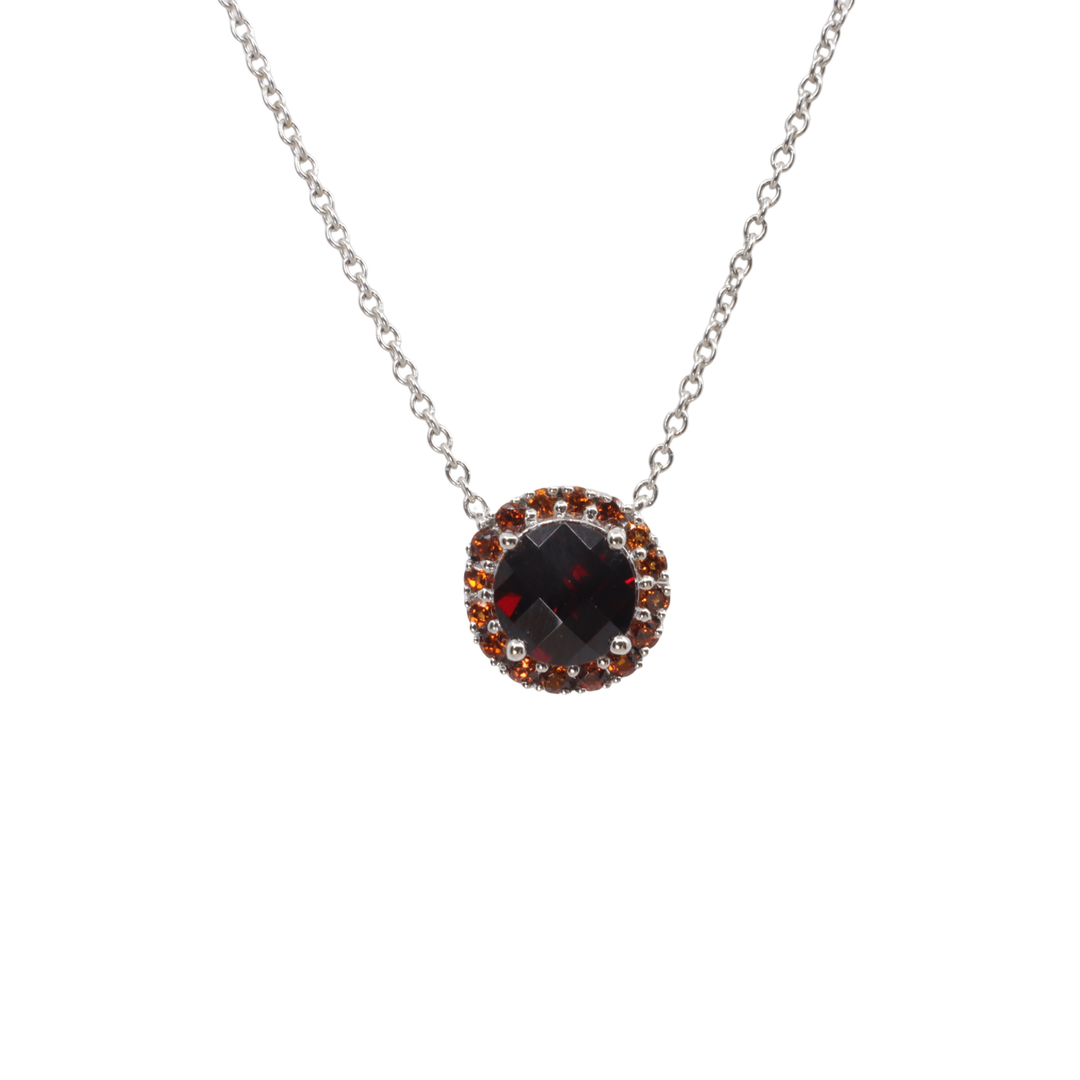 Garnet stone necklace white gold discount