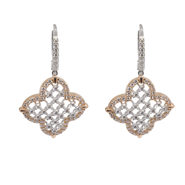 18K Rose and White Gold Diamonds Drop Earring - 20765972