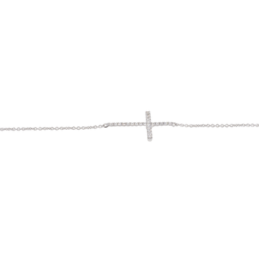 18K White Gold Diamonds Cross Braclate - 20765866