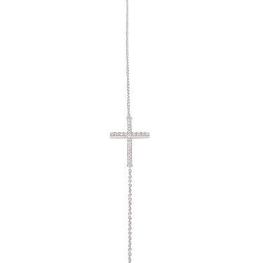 18K White Gold Diamonds Cross Braclate - 20765866