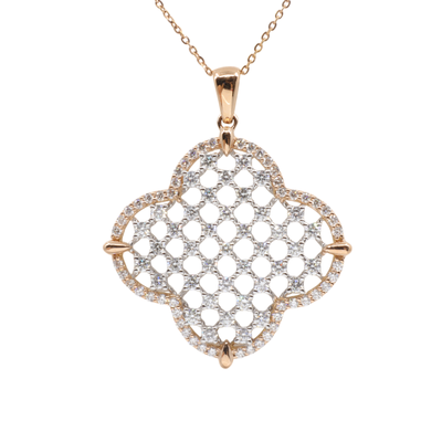 18K Rose Gold and White Gold Diamond Pendant - 
