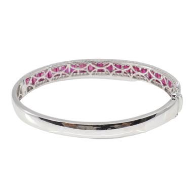 18K White Gold Ruby and Diamond Bangle - 20767464
