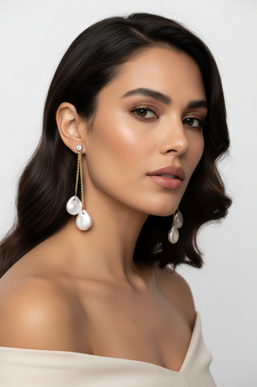9K Two-Tone Gold Fresh Water Pearl Drop Earring - 20760403
