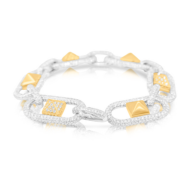 18K Yellow and White Gold Diamond Bracelet  - 20767846