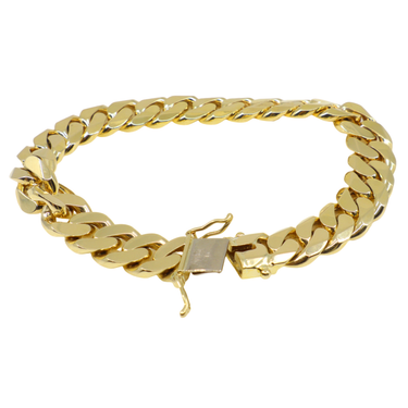 9K Yellow Gold Solid Handmade Cuban Bracelet - 20769345