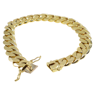 9K Yellow Gold Solid Handmade Cuban Bracelet - 20769345