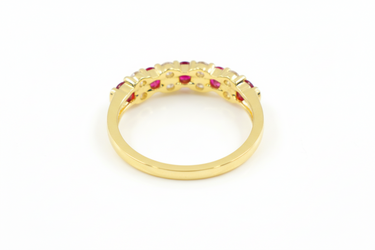 18K Yellow Gold Ruby and Diamond Ring