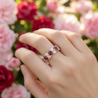 18K Yellow Gold Ruby and Diamond Ring