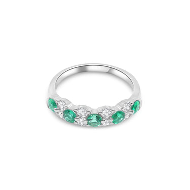 18K White Gold Emerald & Diamond Ring - 20774066