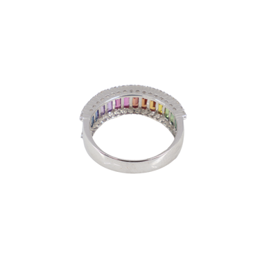 18K White Gold Multicoloured Sapphire and Diamond Ring - 20778934