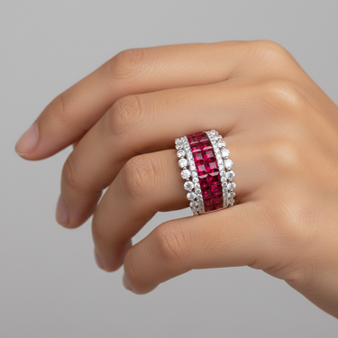 18K Gold Ruby and Diamond Ring