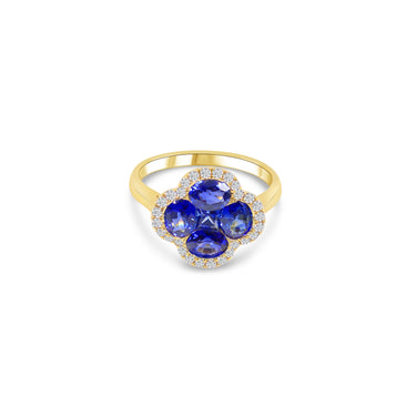 18K Yellow Gold Sapphire and Diamond Ring - 20778941
