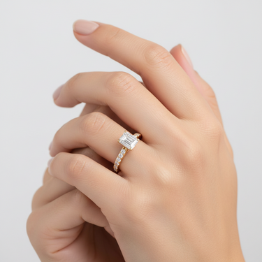 9K Gold Centre 1.00ct & Sides 0.42CT EF/VS Lab Grown Diamond Engagement Ring