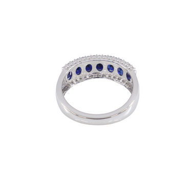 10K White Gold Lab Grown Sapphire and Lab Grown Diamond Ring - 20788650