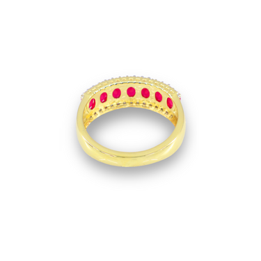 10K Gold Lab Grown Ruby and Lab Grown Diamond Ring