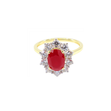 10K Gold Lab Grown Ruby and Lab Grown Diamond Ring