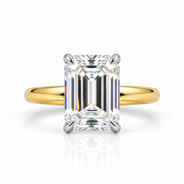 18KYW 5.03CT E/VVS2 Emerald Cut Lab Grown Diamond Solitaire Engagement Ring
