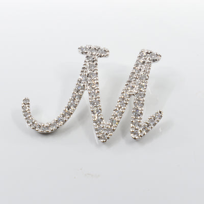 18K White Gold Diamond 'M' Initial Pendant | Gold & Diamond Initial Pendant Melbourne | H&H Jewellery 