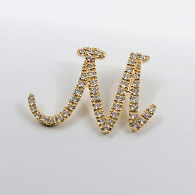 18K Yellow Gold Diamond 'M' Initial Pendant | Gold & Diamond Initial Pendant Melbourne | H&H Jewellery 