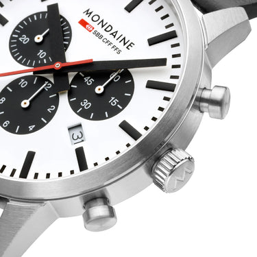 Mondaine - Neo Chronograph Black Vegan Leather, 41 mm MSD.41410.LBV