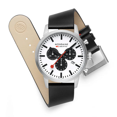 Mondaine - Neo Chronograph Black Vegan Leather, 41 mm MSD.41410.LBV