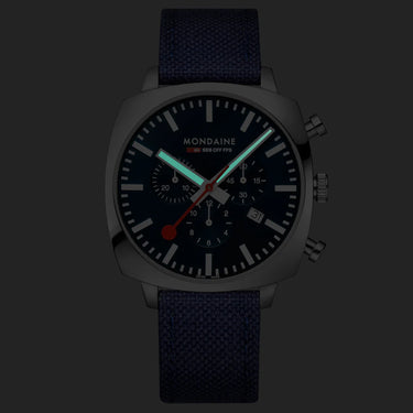 MONDAINE GRAND CUSHION 41MM DEEP OCEAN BLUE WATCH SET MSL.41440.LD.SET