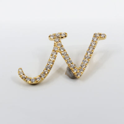 18K Yellow Gold Diamond 'N' Initial Pendant | Gold & Diamond Initial Pendant Melbourne | H&H Jewellery 