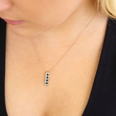 9K Yellow Gold Sapphire and Diamond Pendant | Sapphire Necklaces & Pendants Melbourne | Sapphire Necklaces & Pendants Australia | H&H Jewellery