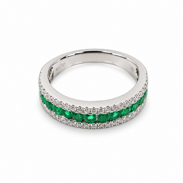 18K White Gold 0.53ct Emerald & Diamond Ring - 20753900