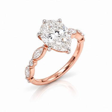 14KYG 1 Centre Lab Grown Diamond 3.06CT & Side Lab Grown Diamonds 0.52CT Engagement Ring